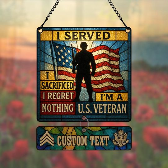No Regrets Serving Our Country  Hanging suncatcher ornaments