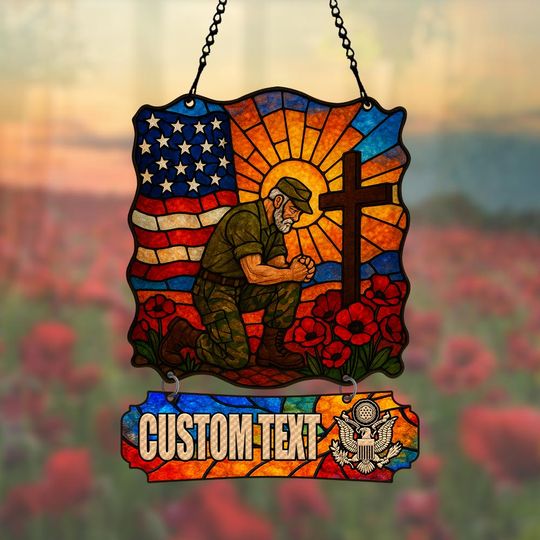Kneel for the Fallen – Memorial Day Tribute  Hanging suncatcher ornaments