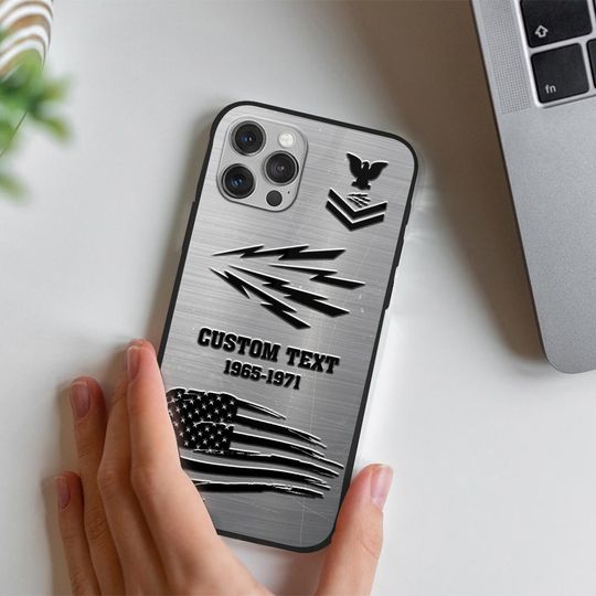 Customized US Navy Ratings Stainless Steel Pattern Phone Case