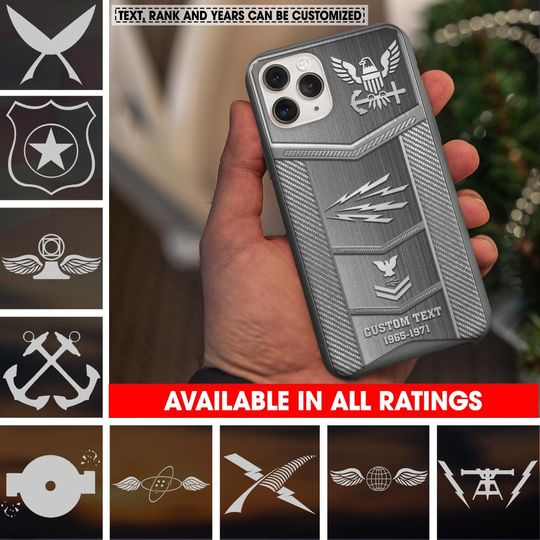 Customized US Navy Ratings Stainless Steel Pattern Phone Case