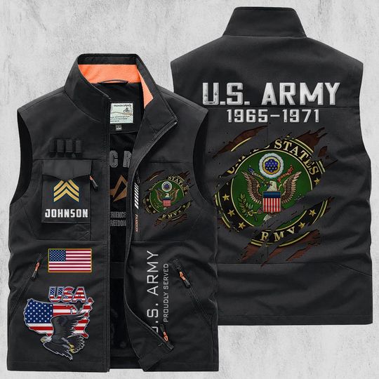 Customized U.S Veteran Proudly Served Multi Pocket Vests