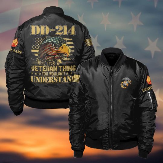 Customized DD-214 Veteran Shirts Bomber Jacket