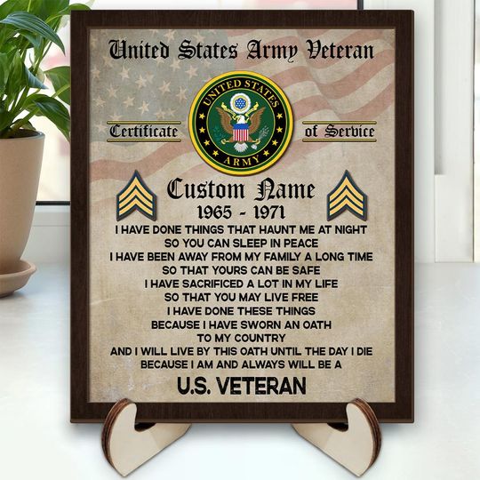 US Veteran Certificate Of Service – Thank You For Your Service