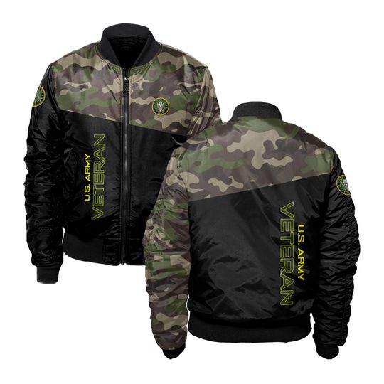 US Veteran Camouflage Uniform Bomber Jacket