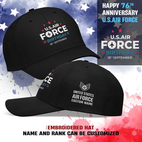 Customized 76th U.S. Air Force Birthday Embroidered Baseball Cap