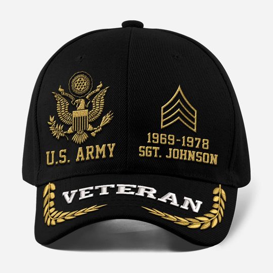 Customized US Veteran Proudly Served Embroidered Baseball Cap