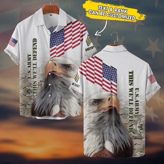 Customized US Motto All Branches Of Service Camouflage Hawaiian Shirt