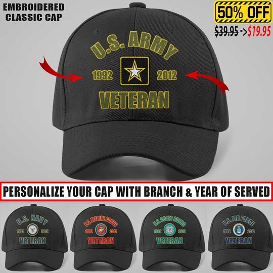 Customized US Veteran Embroidered Baseball Cap