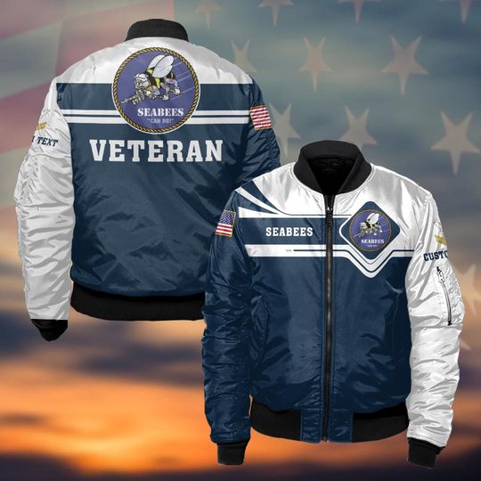 Customized Navy Seabees Veteran Bomber Jacket