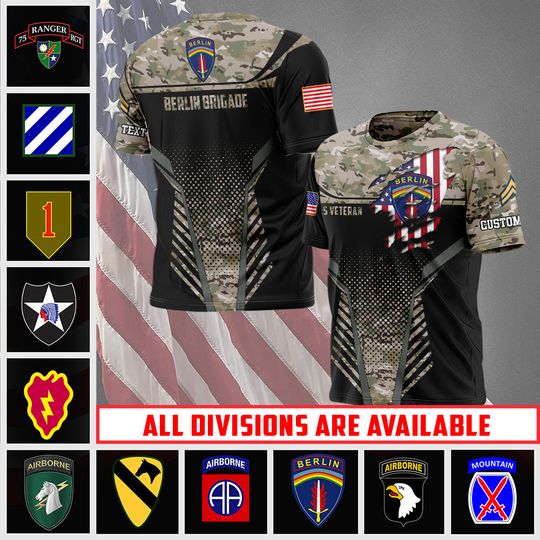 Customized Army divisions 3D shirt