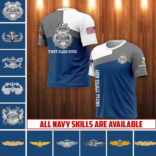 Customized Navy Skill Badge 3D shirt