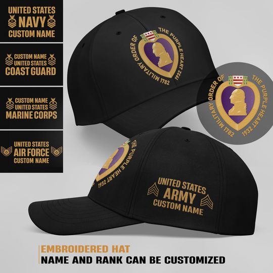 Customized Military Order of the Purple Heart MOPH Embroidered Baseball Cap