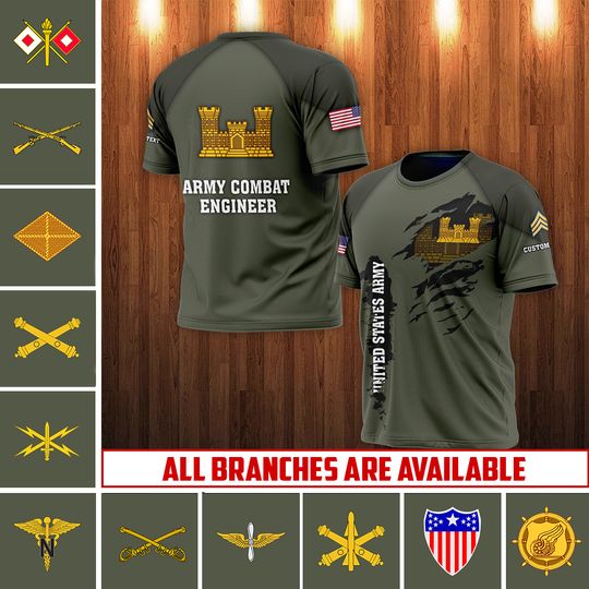 Customized Army Branch 3D T-Shirt