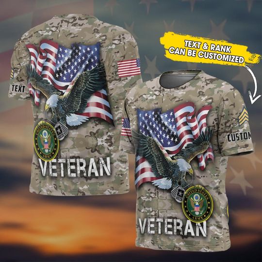 Customized US Veteran Camouflage Pattern 3D Shirts
