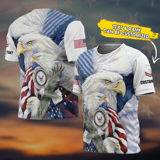 3D US Military Patriotic T-Shirt with Eagle