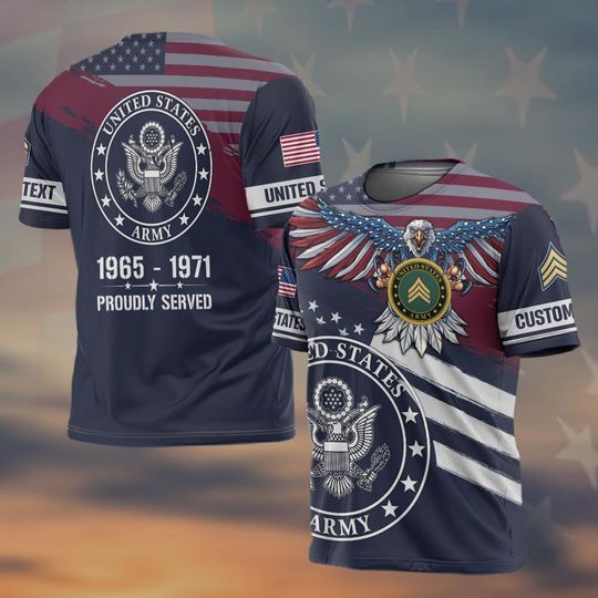Customized U.S Veteran Proudly Served 3D Shirts