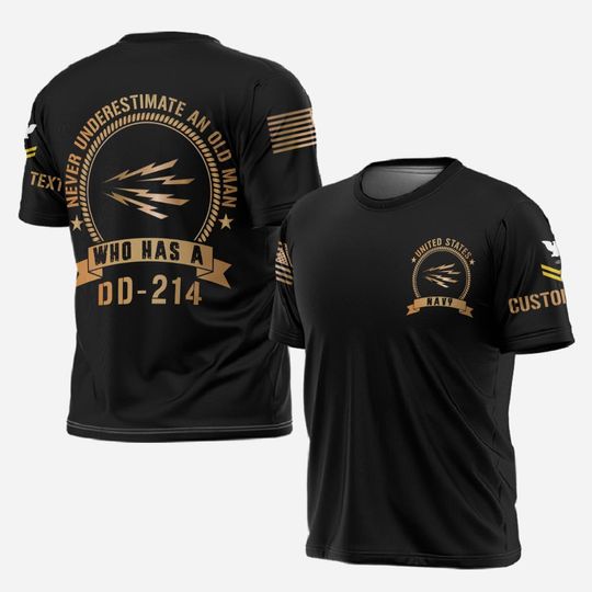 Customized Navy Ratings T-Shirt - Never Underestimate an Old Man with a DD-214
