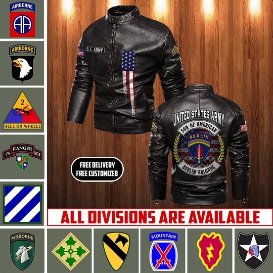 Customized Army Divisons – Son Of America Stand Collar Leather Jackets