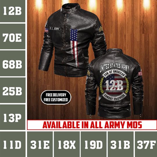 Customized Army MOS – Son Of America Stand Collar Leather Jackets