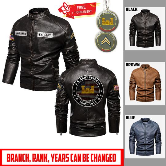 Customized Army Branches Stand Collar Leather Jackets