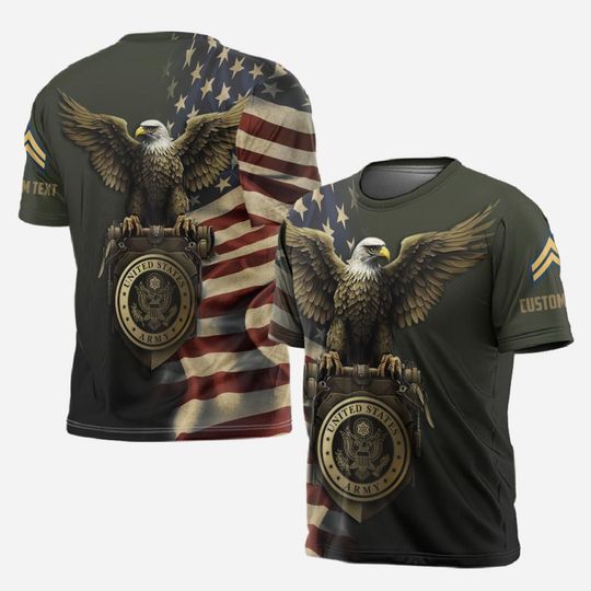 Customized U.S. Veteran Eagle Flag 3D T-Shirt