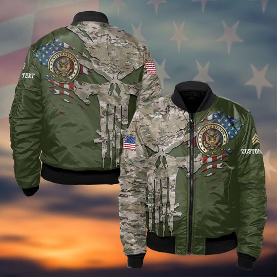 Customized US Military Camouflage Skull Bomber Jacket