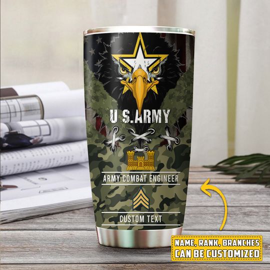 Customized U.S. Army Branches Military Camouflage Stainless Steel Tumbler