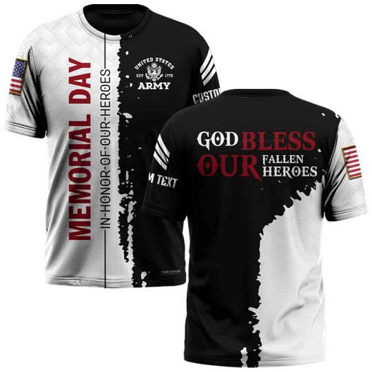 Memorial Day 3D T-Shirt God Bless Our Fallen Heroes