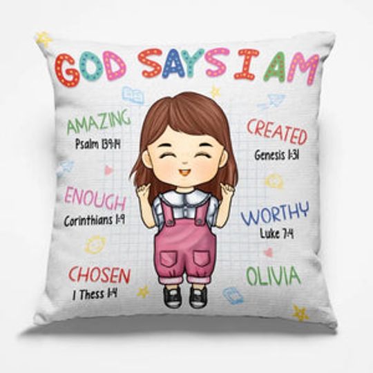 God Says I Am Amazing - Personalized Custom Kid Pillow - Gift For Kid, Back To School Gift