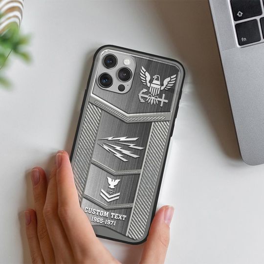 Customized US Navy Ratings Stainless Steel Pattern Phone Case