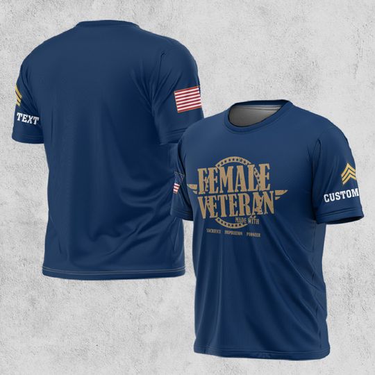 Female Veteran 3D T-Shirt with Sacrifice and Inspiration