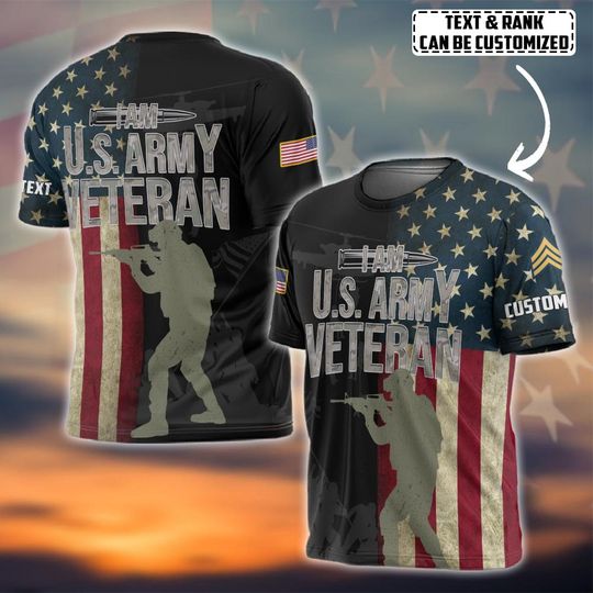 Customized U.S. Army Veteran 3D T-Shirt