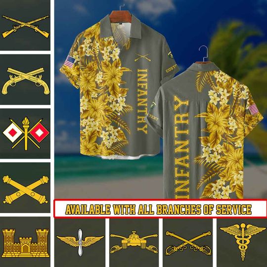 Customized United States Army Branch of Service Hawaiian Shirt