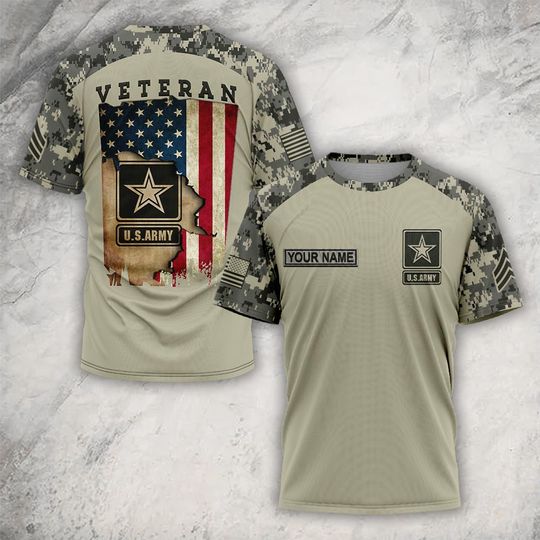 Custom US Veteran Camouflage 3D T-Shirt