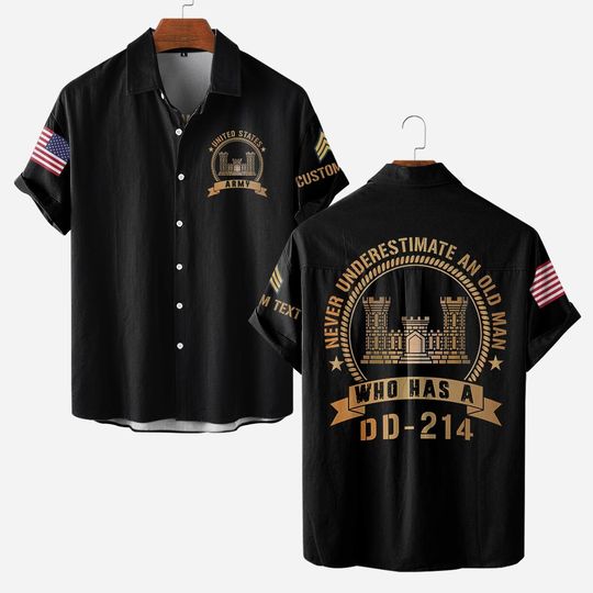 Customized Army Branches Never Underestimate An Old Man Who Has A DD-214 Hawaiian Shirt