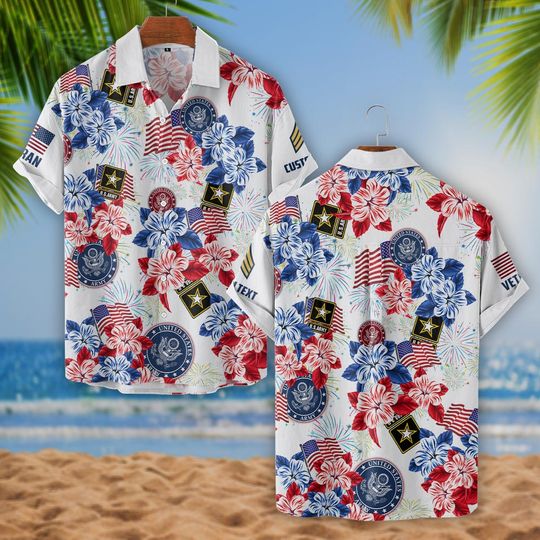 Customized US Veteran For Independence Day Hawaiian Shirt
