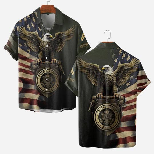 Customized U.S. Veteran Eagle Flag Hawaiian Shirt