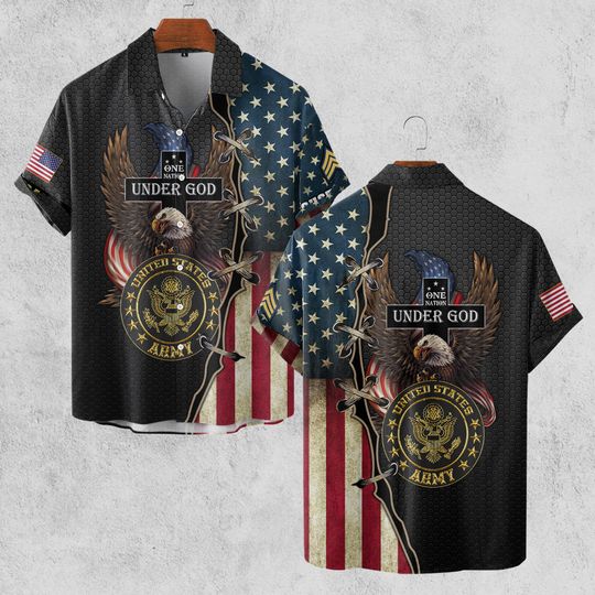 One Nation Under God Customized U.S Veteran Hawaiian shirt
