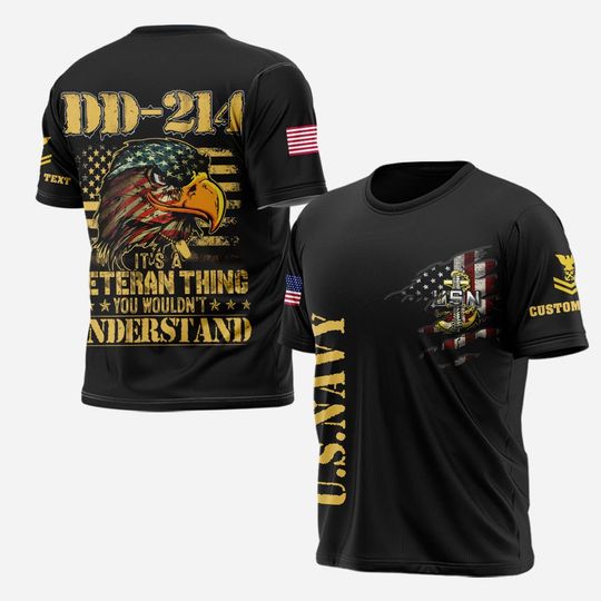 Customized DD-214 Veteran 3D T-Shirt
