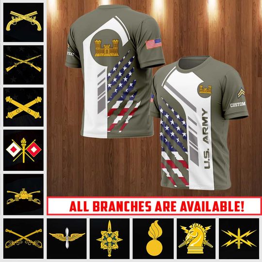 Customized Army Branches 3D T-Shirt