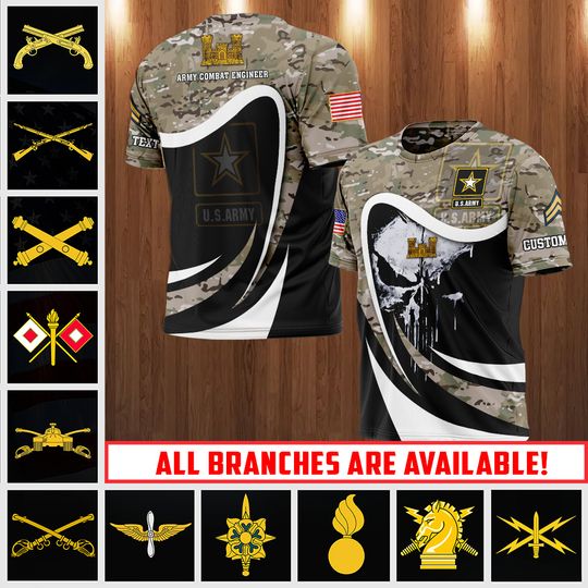 Customized Army Brannches US Flag 3D Shirt
