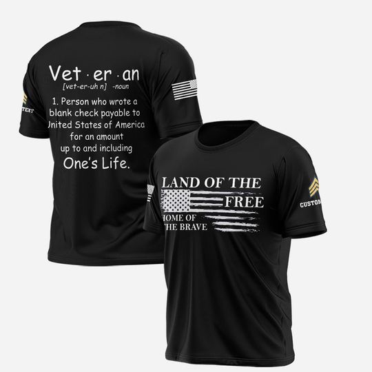Veteran Definition T-Shirt Land of the Free Home of the Brave