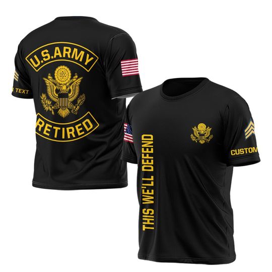 3D US Army Retired T-Shirt