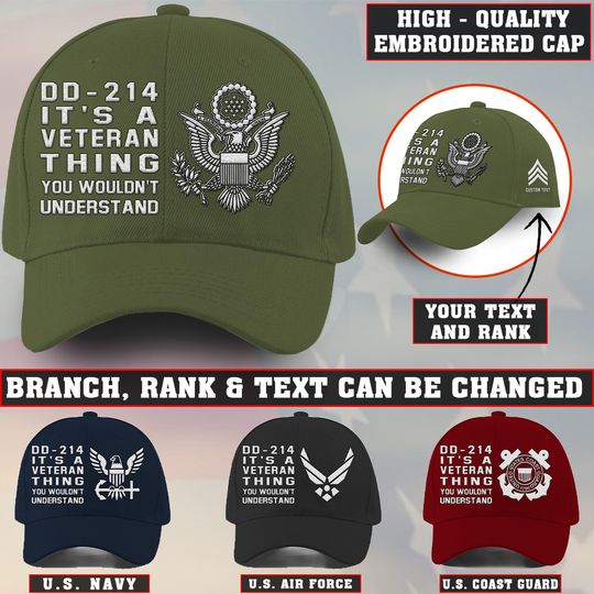 Customized DD-214 It’s A Veteran Thing You Wouldn’t Understand Embroidered Baseball Cap