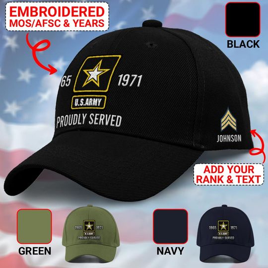 Customized U.S Veteran Embroidered Baseball Cap