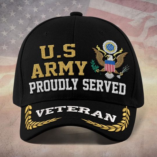 Customized US Veteran Proudly Served Embroidered Baseball Cap