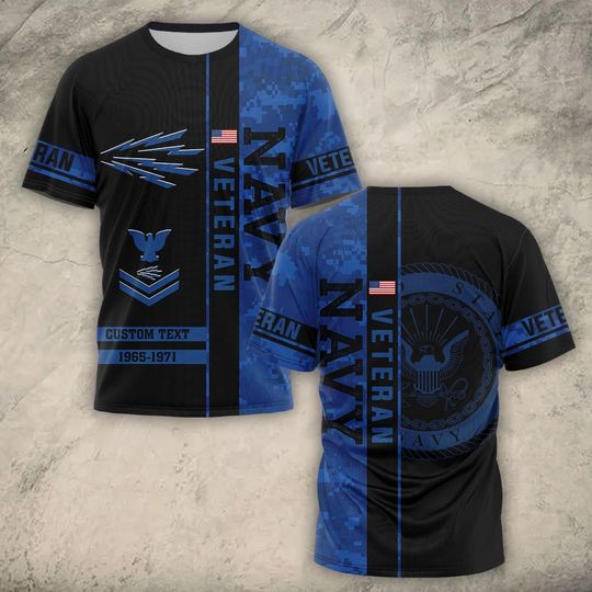 Customized US Navy Ratings Veteran Proudly Served 3D Tshirt