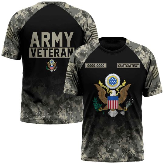 Customized US Veterans Camouflage Pattern  3D Shirts