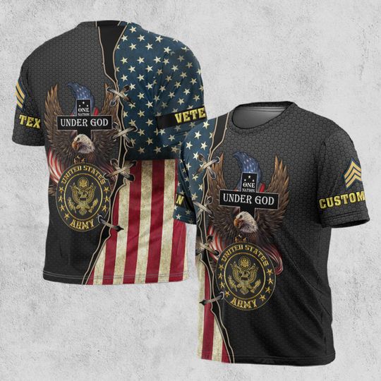 One Nation Under God Customized U.S Veteran 3D shirt