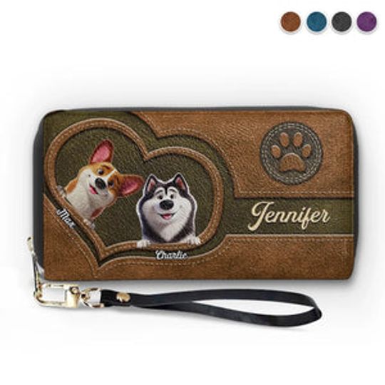 Unconditional Love With Paws - Dog & Cat Personalized Custom Leather Long Wallet
